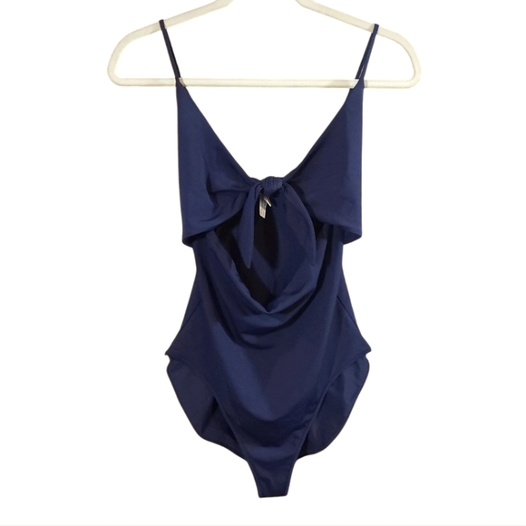 Wilfred Aritzia Noé Bodysuit Knotted Cut-out 1-piece Swimsuit in Navy Women's L - Picture 4 of 8